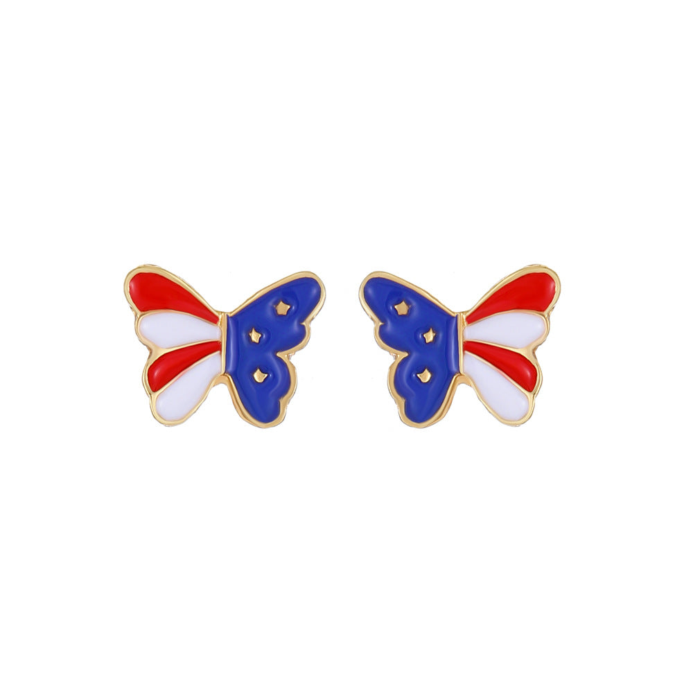 Women's Carnival Party Stars Stripes National Flag With Stud Earrings