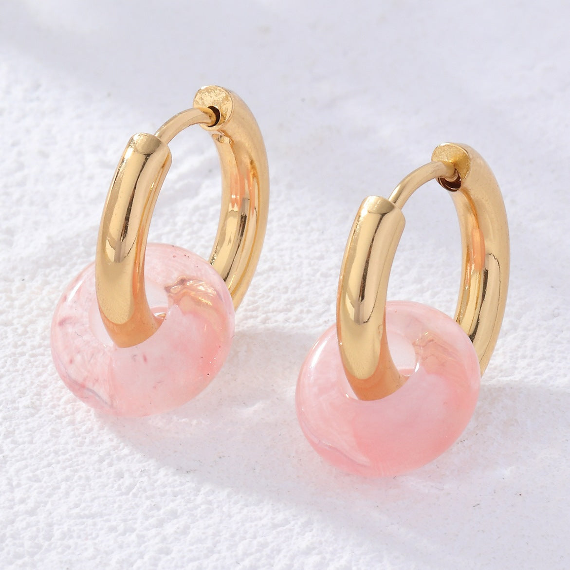 Donut Natural Stone French Style Temperament Earrings