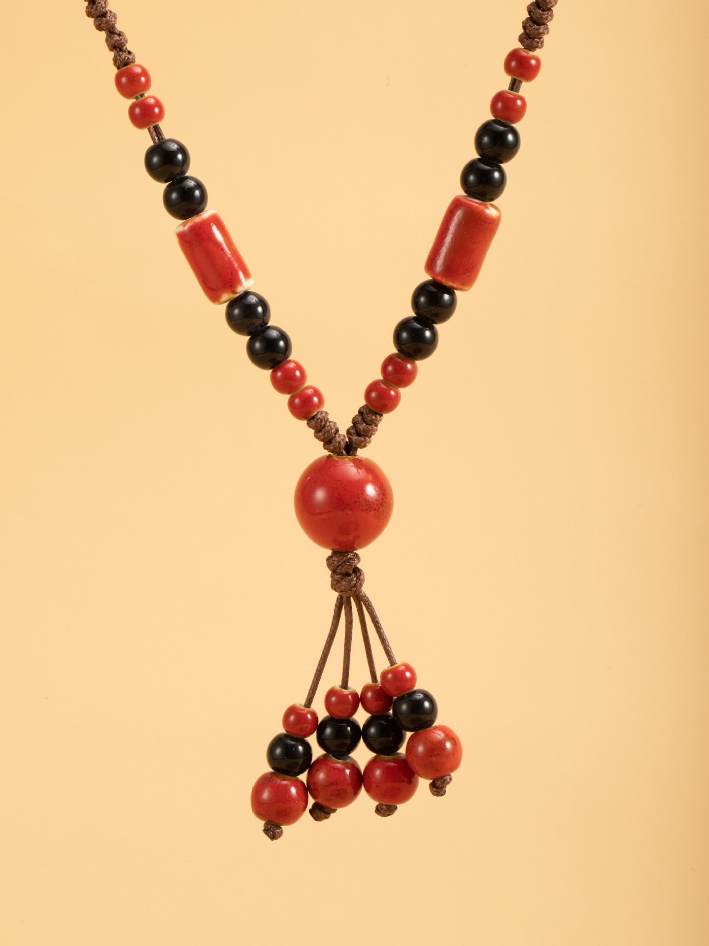 Women's Style Ceramic Bohemian Tassel Sweater Chain Necklace