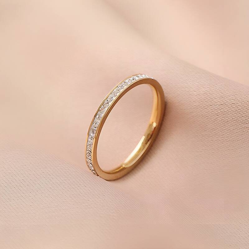 Women's Thin Single-row Diamond Titanium Steel High-grade Full Rings