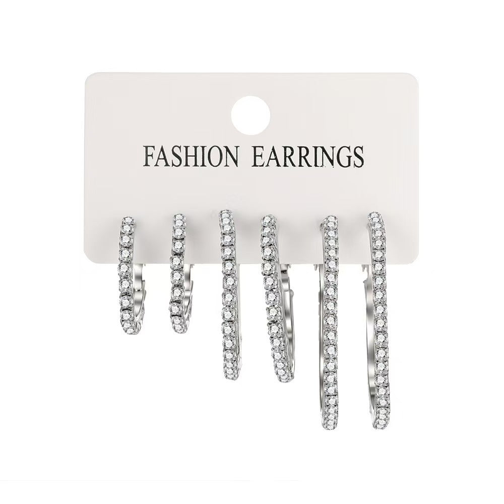 Shiny Shaped High-grade Creative Simple Rhinestone Exaggerated Medium Earrings