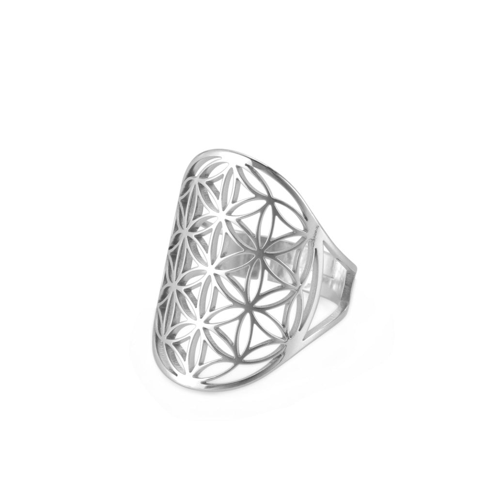 Women's Adjustable Stainless Steel Sacred Geometric For Charm Rings