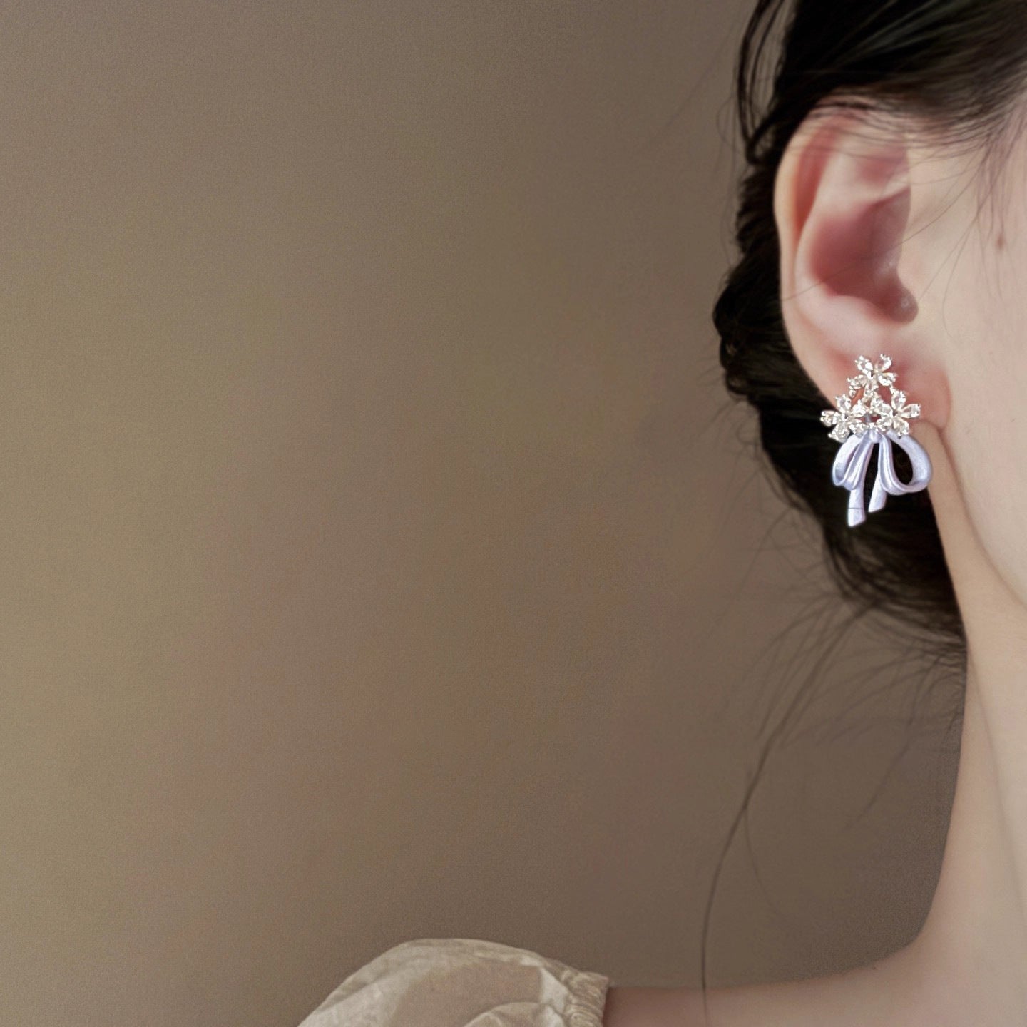 Women's French Style Sparking Zirconium Bridal Bouquet For Niche Design Earrings