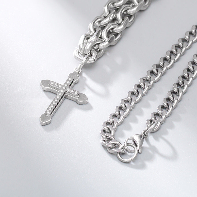 Fashion Creative Hip Hop Trend Titanium Steel Cross Necklace