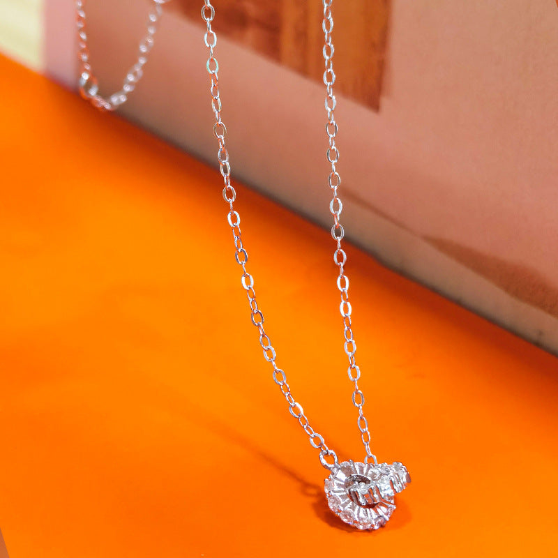 Women's Sier Good Luck Full Diamond Palace Style Very Fine Beautiful Necklaces
