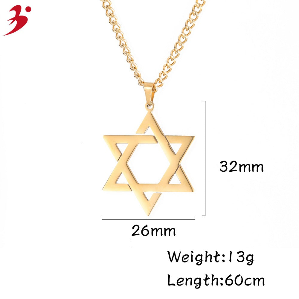 Women's & Men's Style Stainless Steel Hexagram Fashion Simple Wandering Necklaces