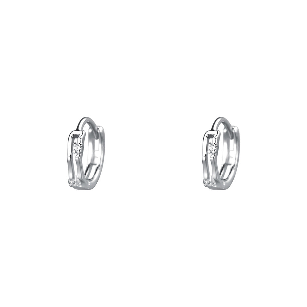 Women's Sterling Sier Simple Hollow Inlaid Zircon Earrings