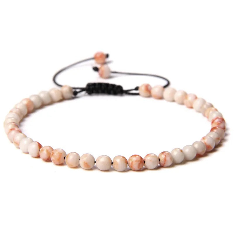 Agate Stone Braided Adjustable Gemstone Beads Bracelet