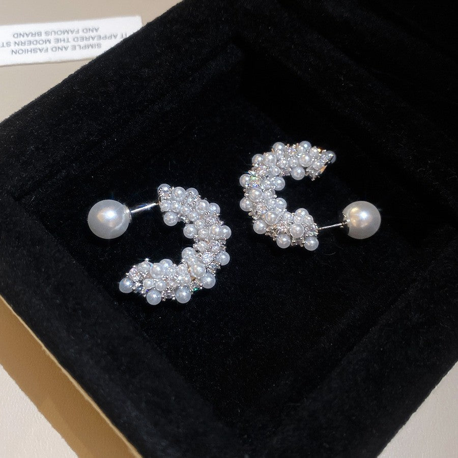 Women's Style Refined Zircon Flower Pearl Light Luxury High-grade Ear Earrings