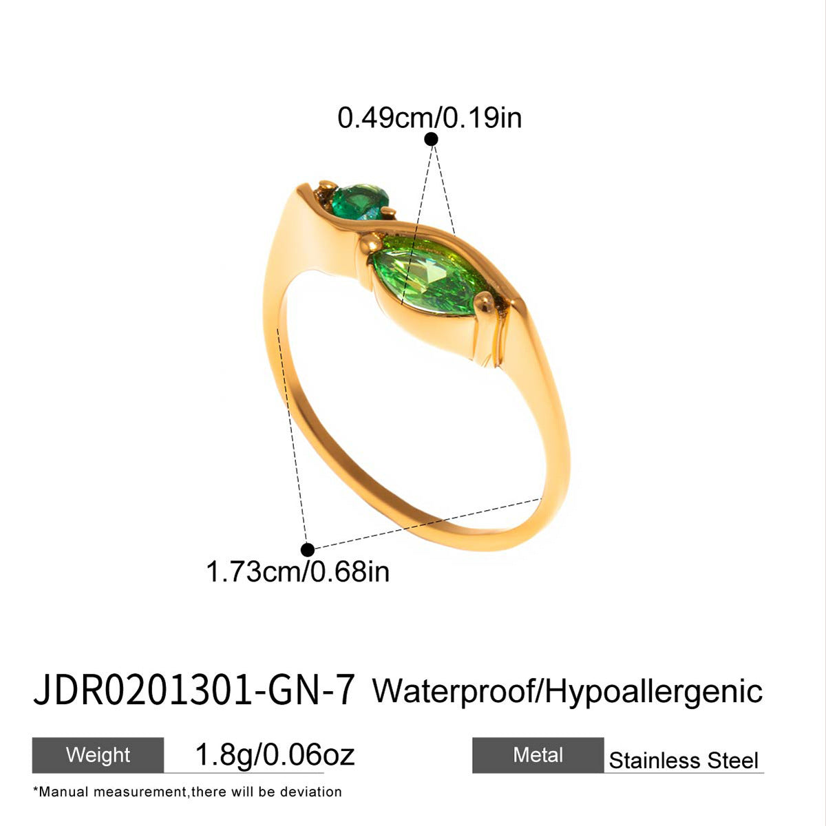 Gold Stainless Steel Electroplated Classic Style Female Inlaid Ring