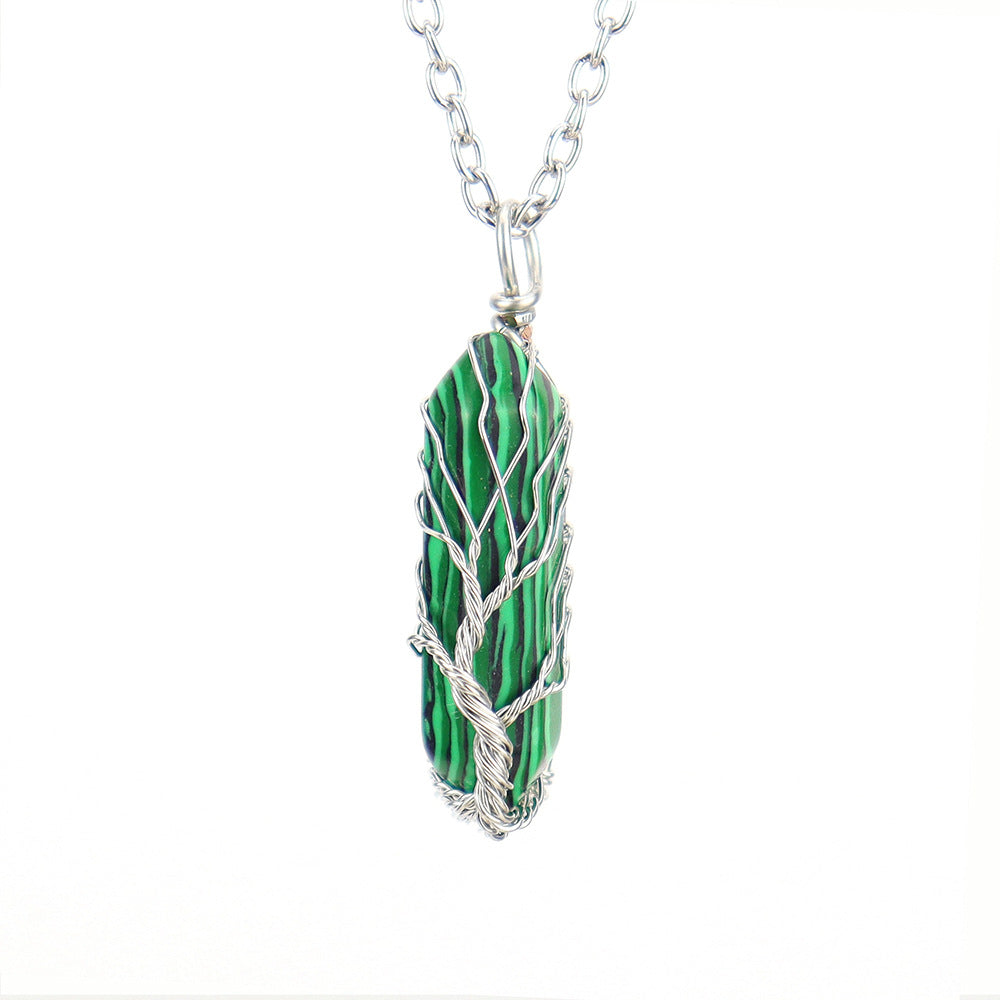 Live Broadcast Natural Hexagon Prism Winding Lucky Tree Crystal Necklaces