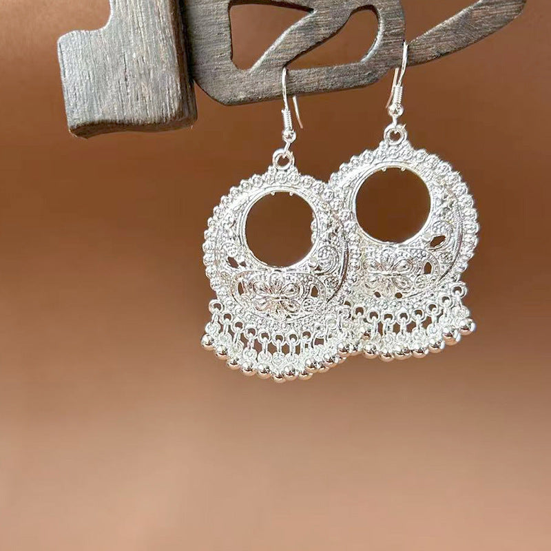 Sier Ethnic Style Peacock Retro Ear Hook Vintage Scenic Spot Earrings