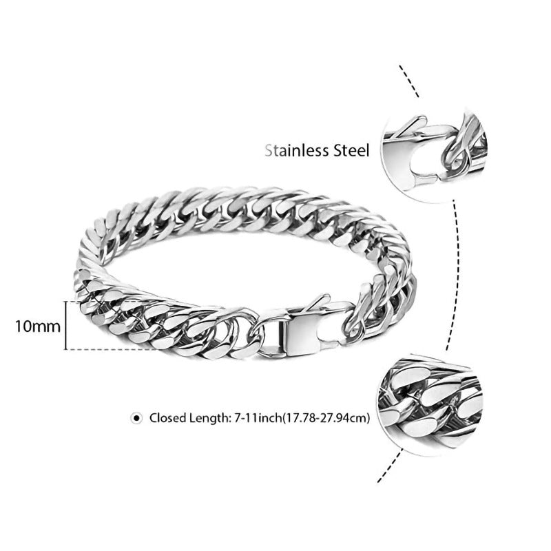 Women's & Men's Chain Double Woven Grinding Retro Titanium Steel Trendy Hip Bracelets