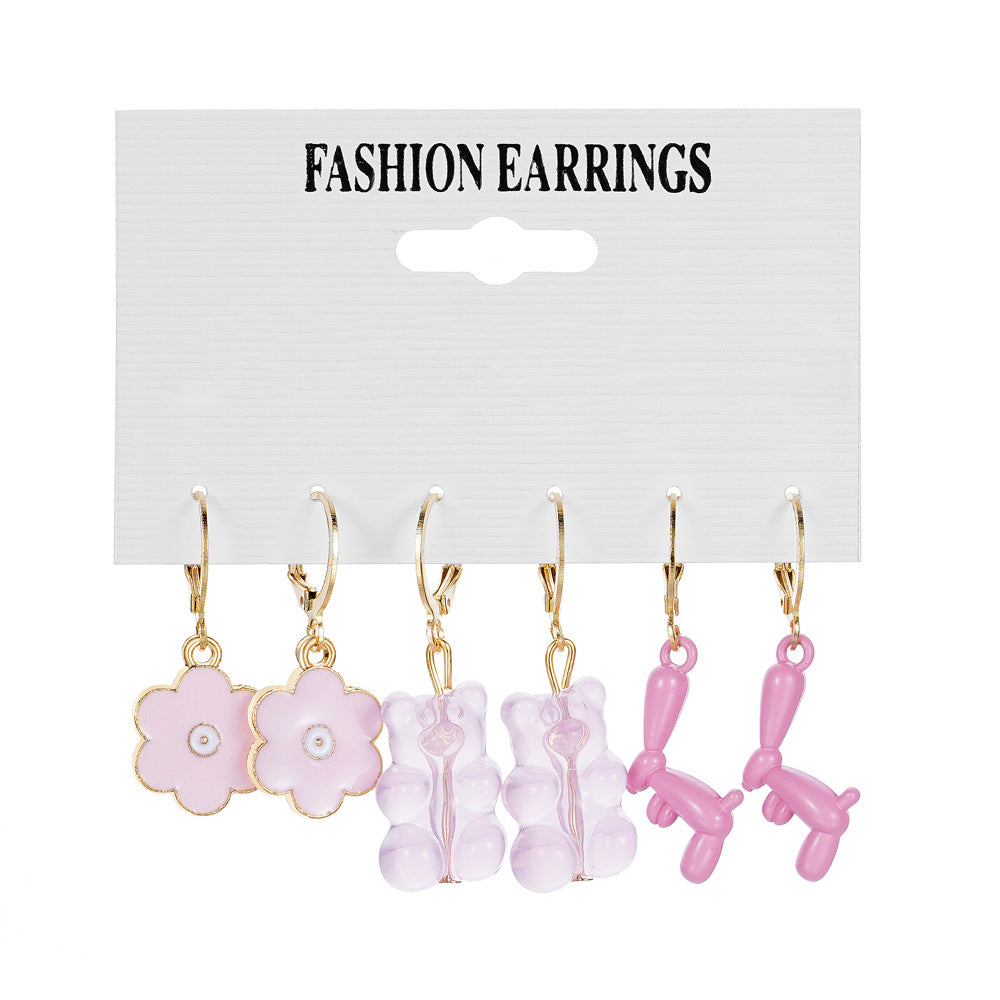 Acrylic Butterfly Cute Bear Ear Clip Earrings