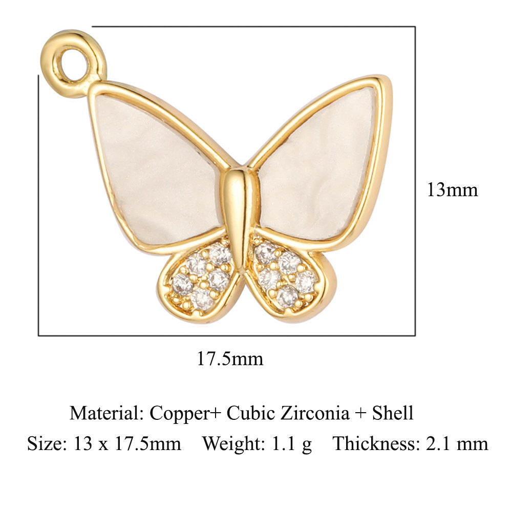 Shell Butterfly Abalone Copper Zircon Cupid Pendants