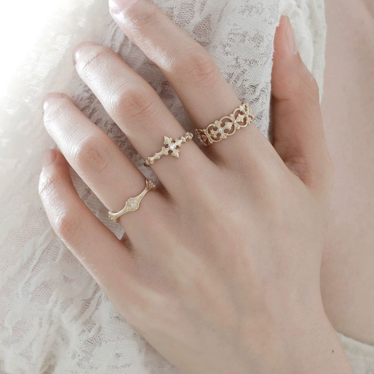 Women's Niche Design Light Luxury Index Finger Twin Ring