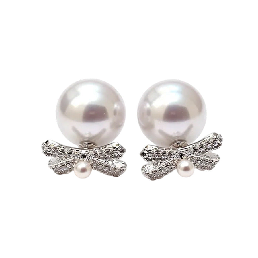 Bow Pearl French Retro Simple Fashion Light Earrings