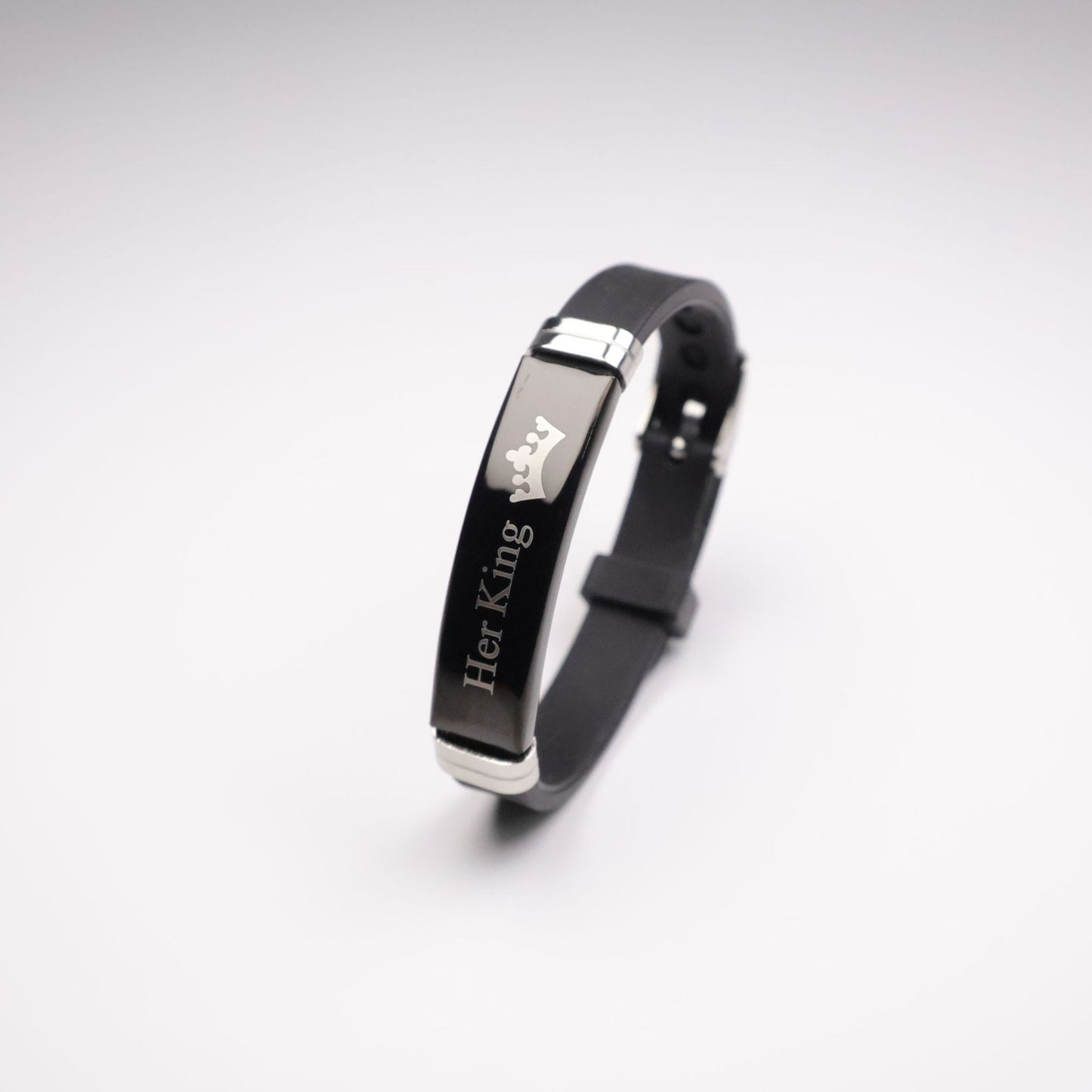 Couple Crown Letters Stainless Steel Silicone Bracelet