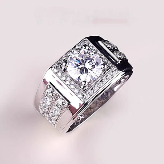 Men's Imitation Moissanite Diamond Domineering Open Adjustable Rings