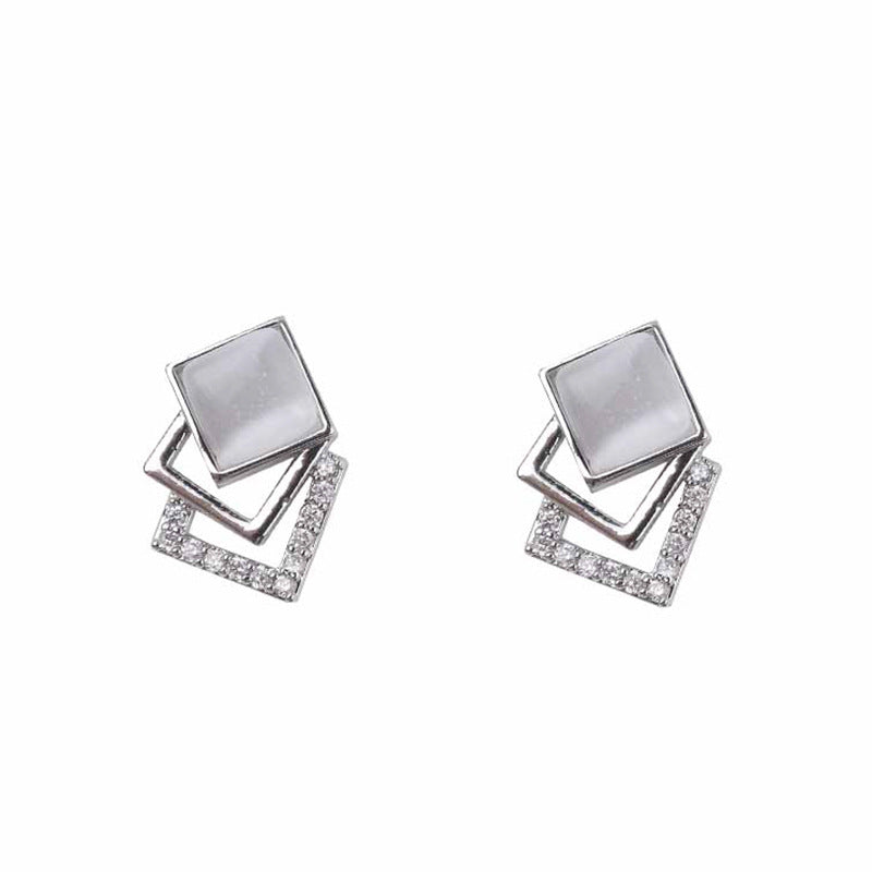 Needle Korean Style Square Elegant Female Earrings