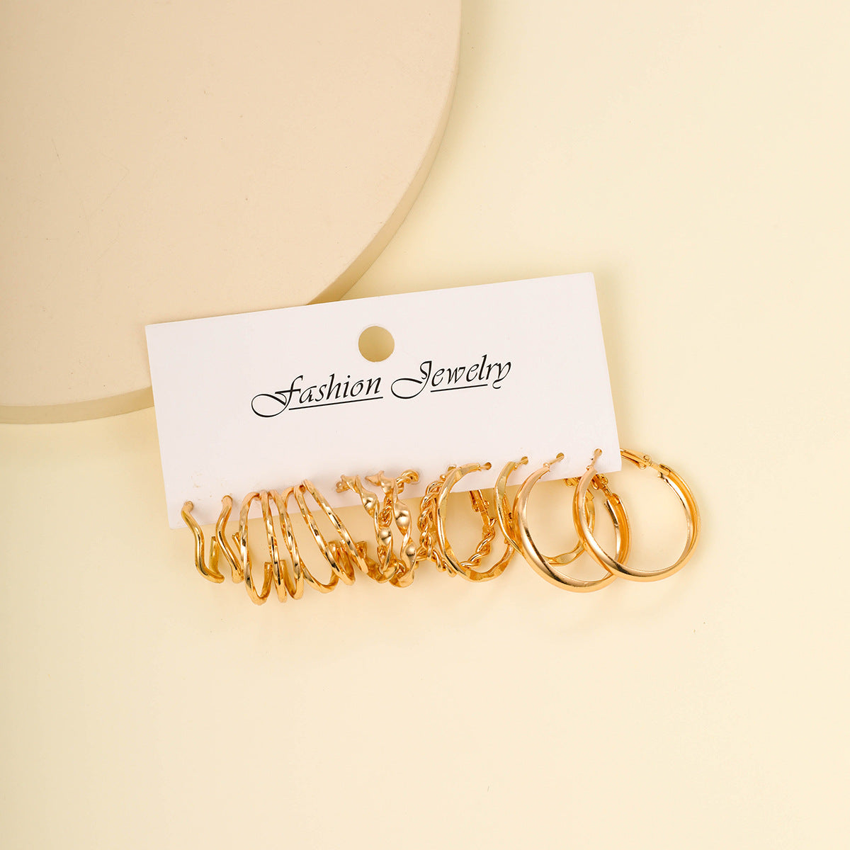 Retro Geometric Twist Metal Alloy Six Pairs Fashionable Earrings