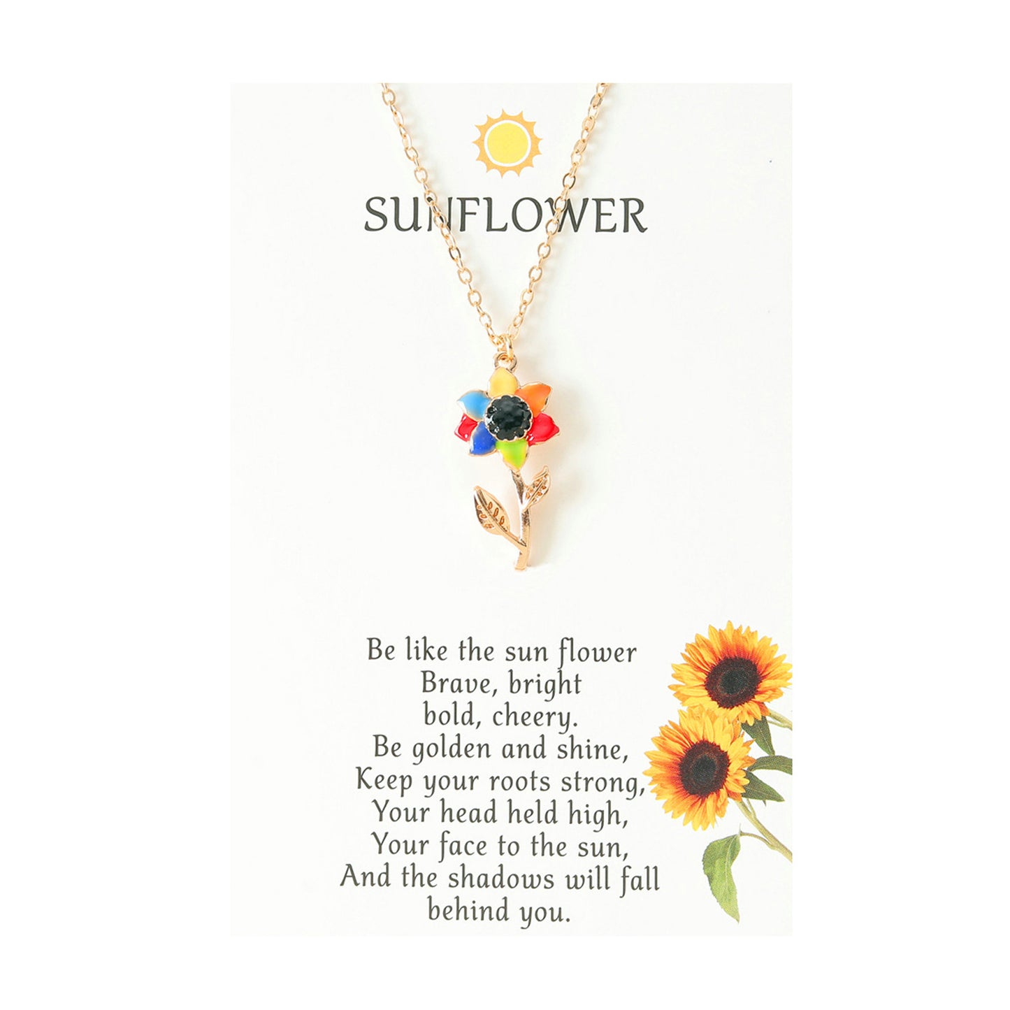 Ornament Personalized Sunflower Alloy Dripping Oil Necklaces