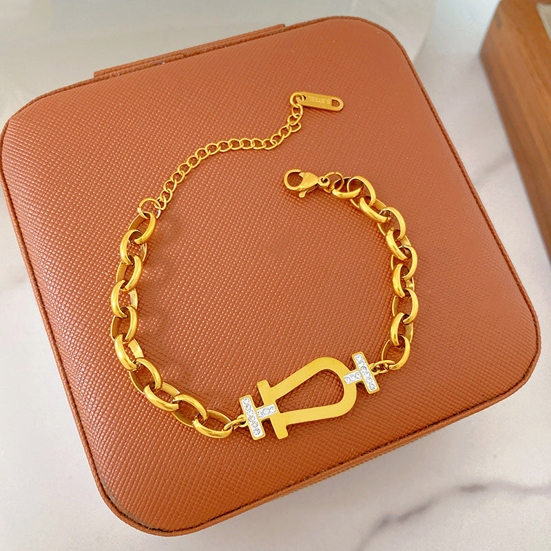 Light Luxury Micro Inlaid Zircon Woven Wire Mesh Fashion Temperament Bracelet