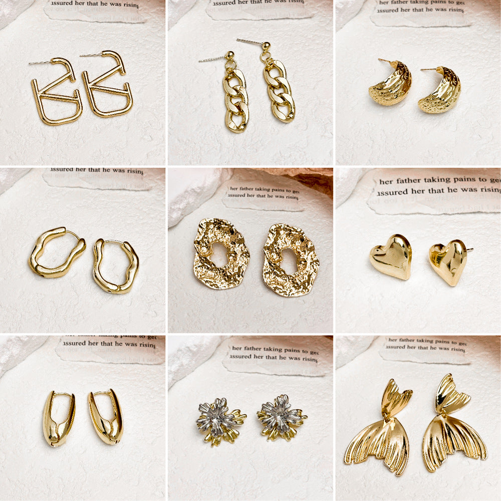 Fashionable Metal Texture Light Luxury Simple Earrings
