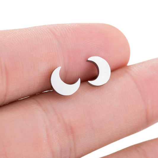 Women's Geometric Simple Mini Small Star Moon Earrings