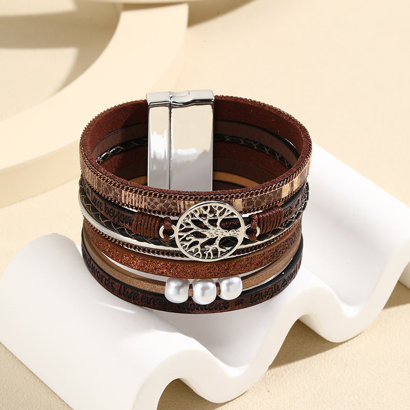 Bohemian Leather Layered Retro Lucky Tree Bracelets