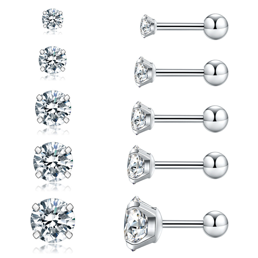Fashion Zircon Personality Titanium Steel Claw Stud Earrings