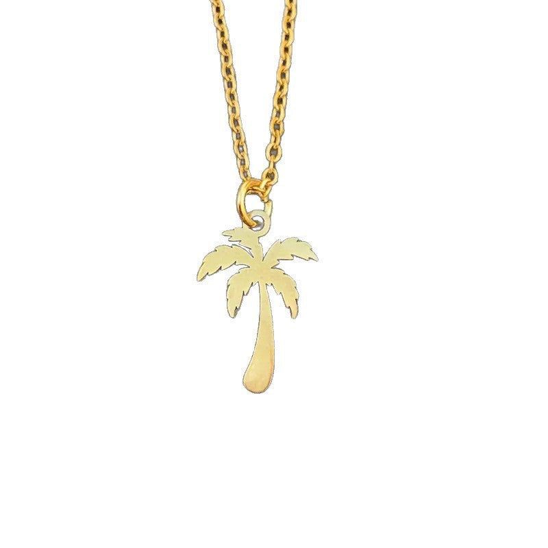 Women's Steel Simple Summer Tropical Plant Titanium Necklace