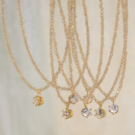 Women's Champagne Geometric Moissanite Clavicle Chain Light Luxury Minority Necklace