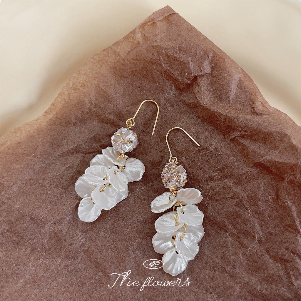 Fairy Long Zircon Tassel Leaf Hand-made Design Sense Earrings
