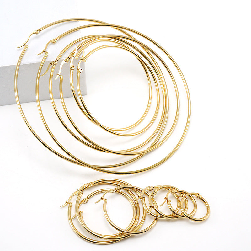 Women's Stainless Steel Round Buckle For Fashion Simple Ear Line