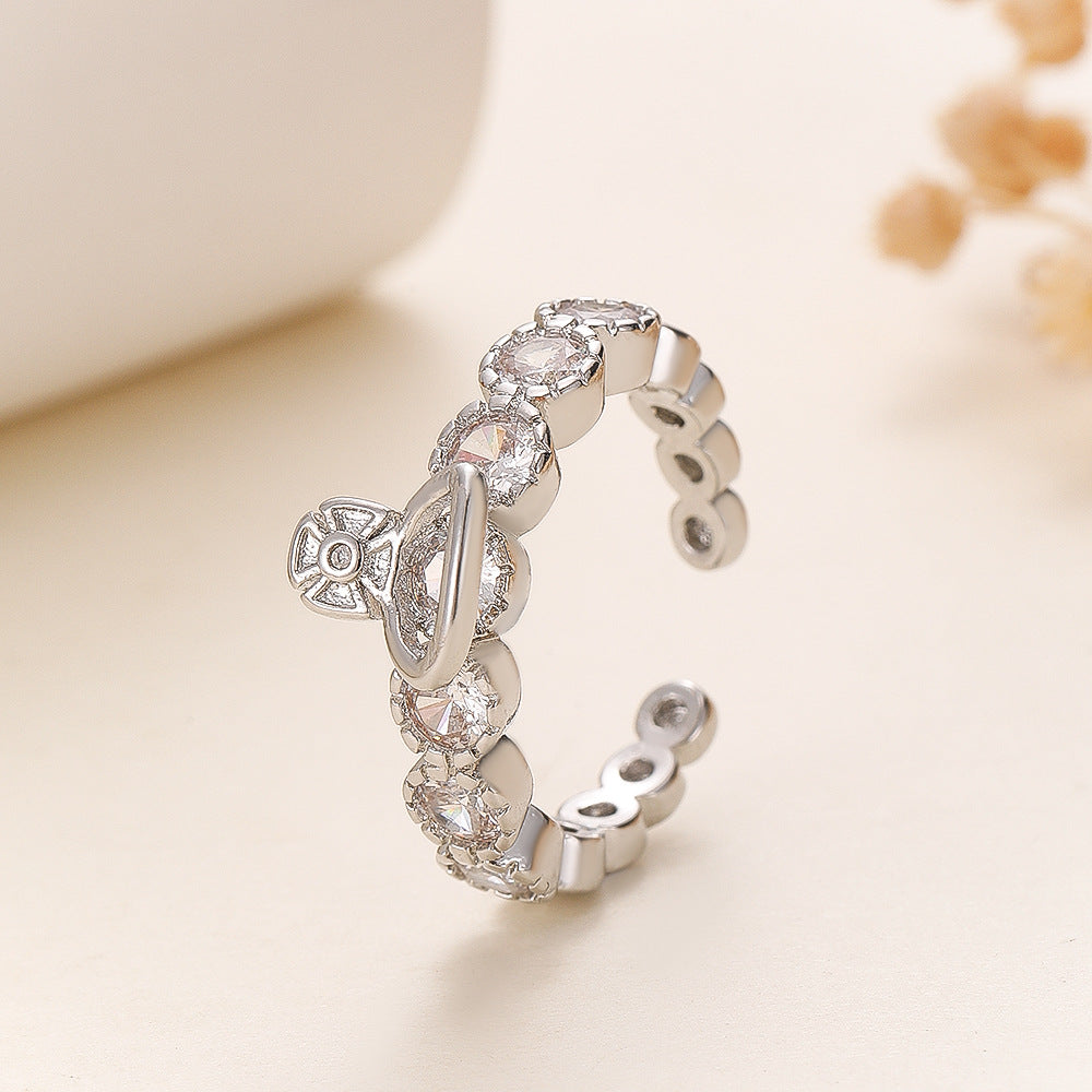 Super Fairy Saturn Zircon Female Fashion Style Design High-grade Light Rings
