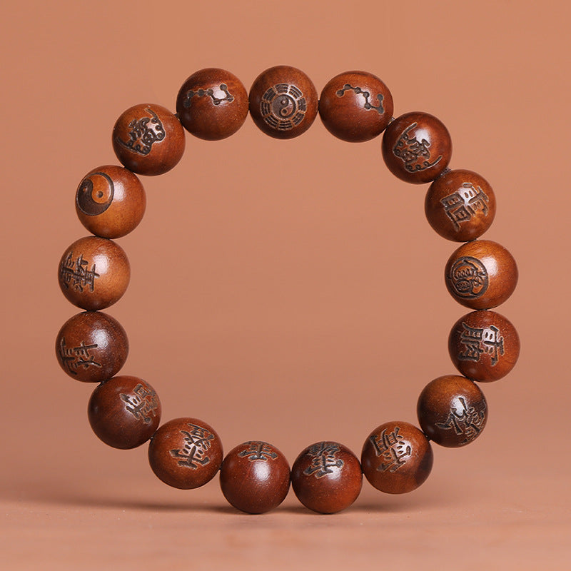 Women's & Men's Jujube Tree Carving Crafts Buddha Prayer Beads First Single Bracelet