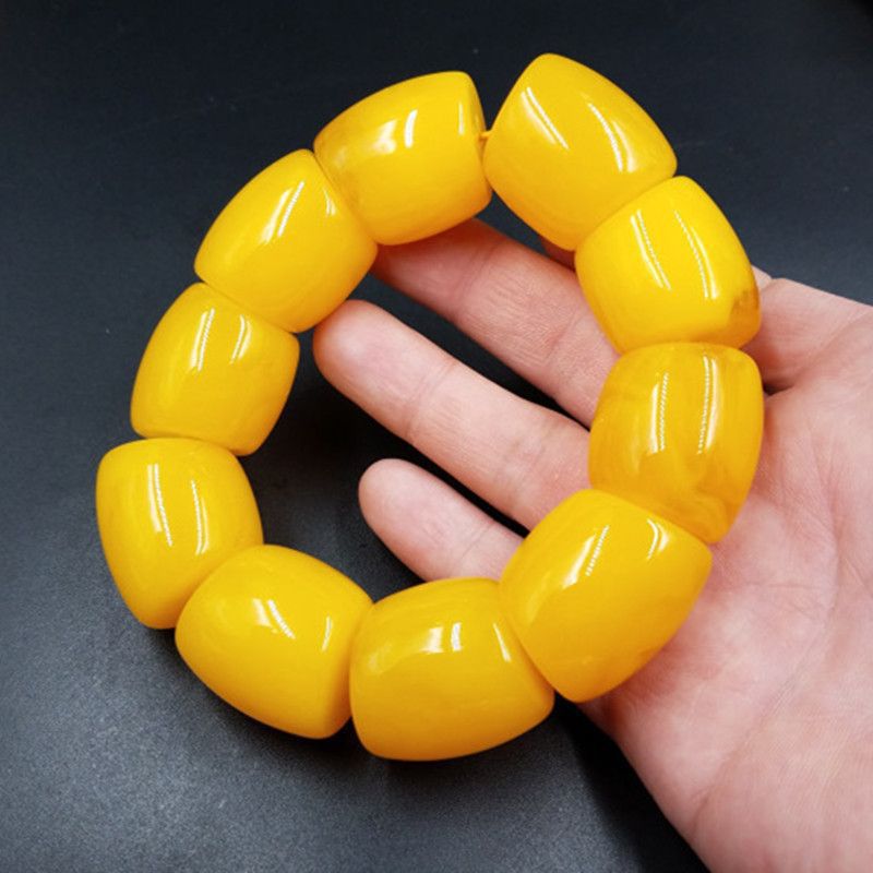 Beeswax Yellow Chicken Grease Color Barrel Beads Round Bracelet