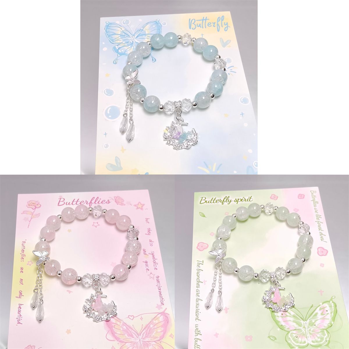 Children's Crystal Butterfly Water Drop Female Design Sense Bracelet