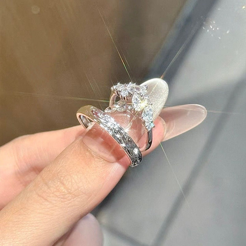 Wisteria Flower Series Couple Adjustable Opening Niche High Ring