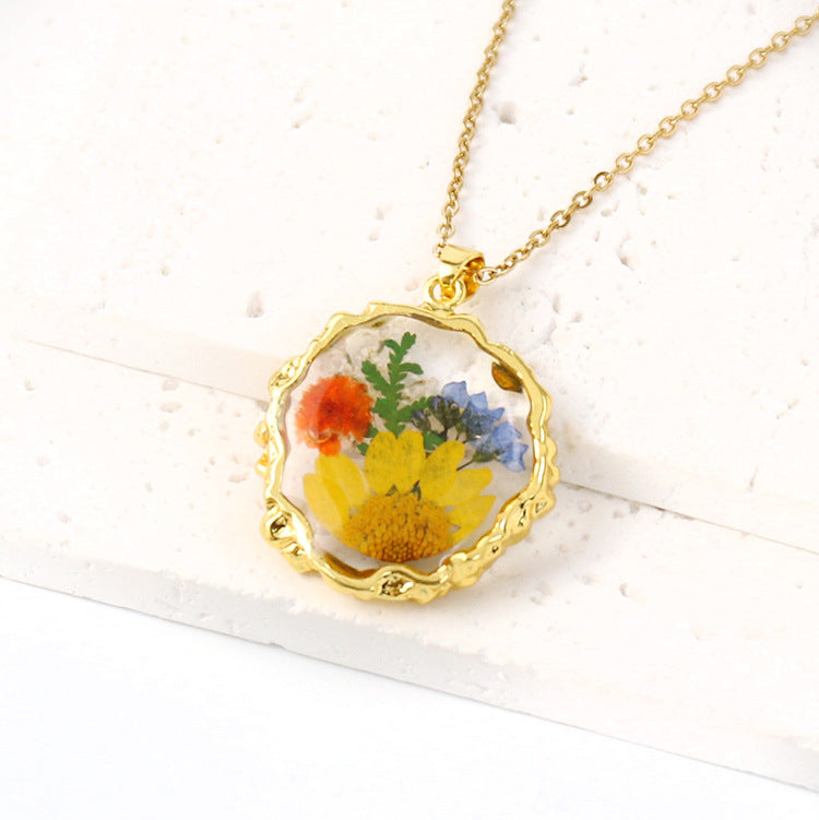 Flower Eternal Real Ornament Transparent Resin Pendants