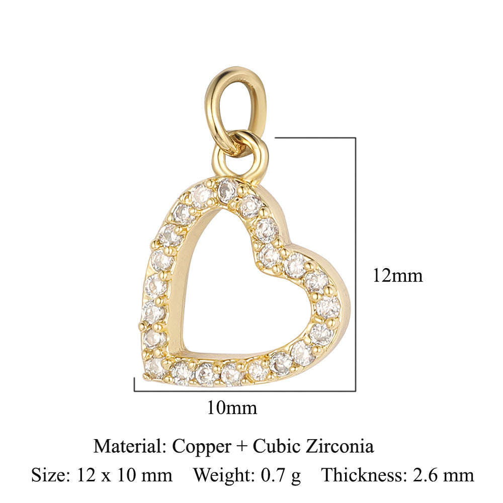 Peach Heart Lock Key Copper Zircon Pendants