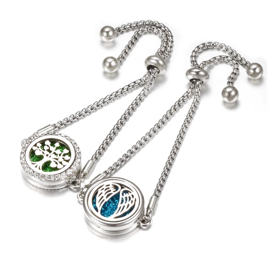 Angel Wings Mosquito Repellent Stainless Steel Essential Oil Perfume Box Bracelet