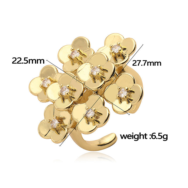 Gold Flower Petals Niche Retro With Rings