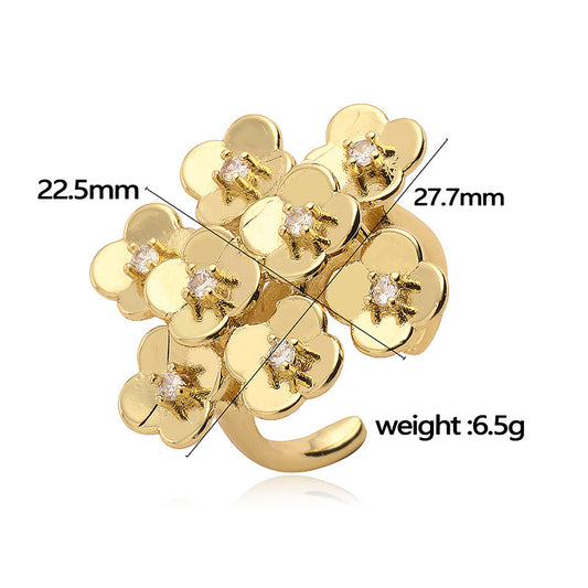 Gold Flower Petals Niche Retro With Rings