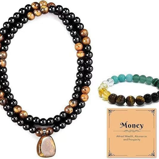 Unakite Yellow Tiger's Eye Square Tiger Necklace