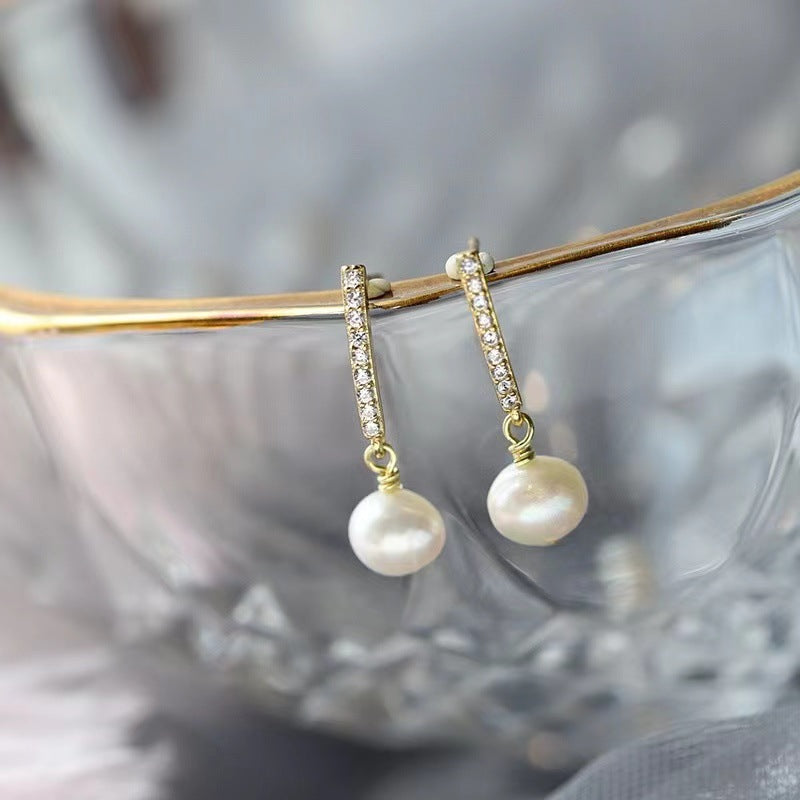 Women's Sterling Sier Natural Fresh Water Pearl Earrings