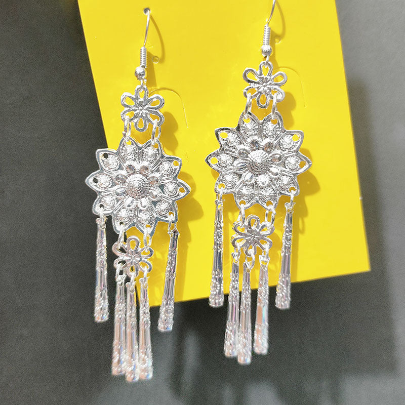 Chinese Lady Long Tassel All Match Earrings