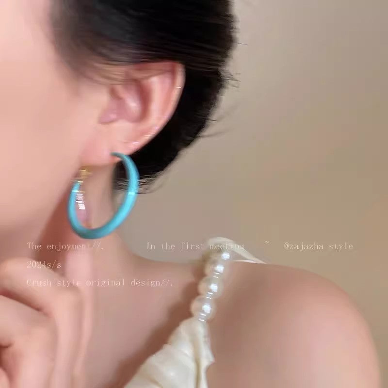 Dopamine Drip Glazed Circle Female Summer Stud Earrings