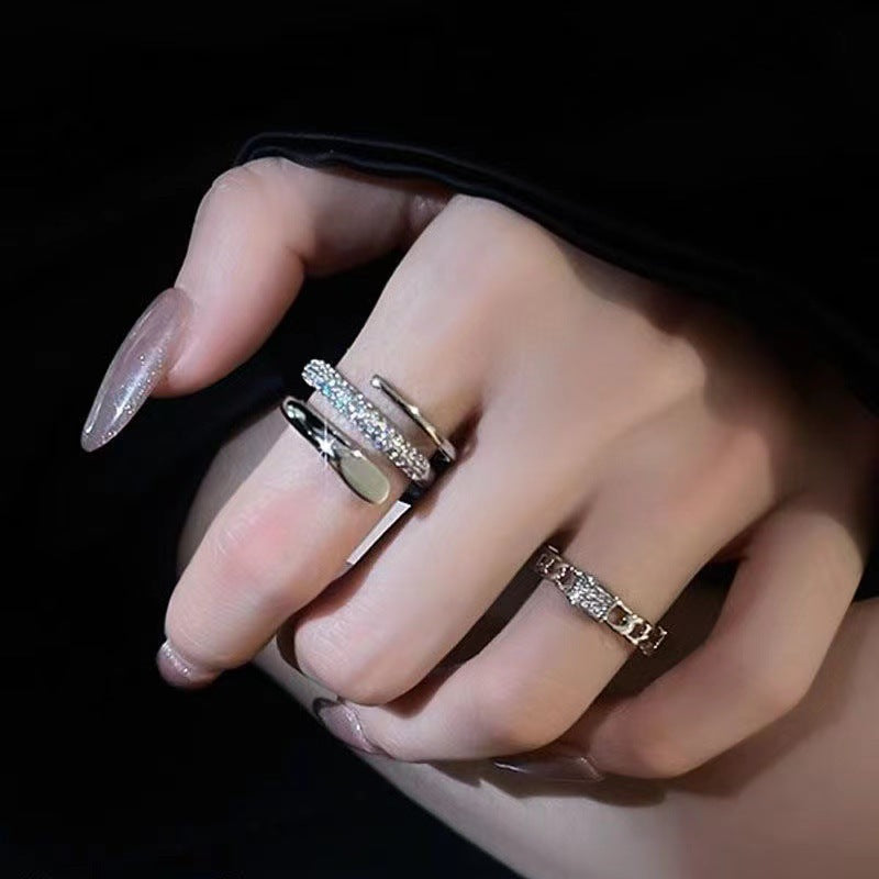 Luxury Minority Design Two-piece Open Female Fashion Rings